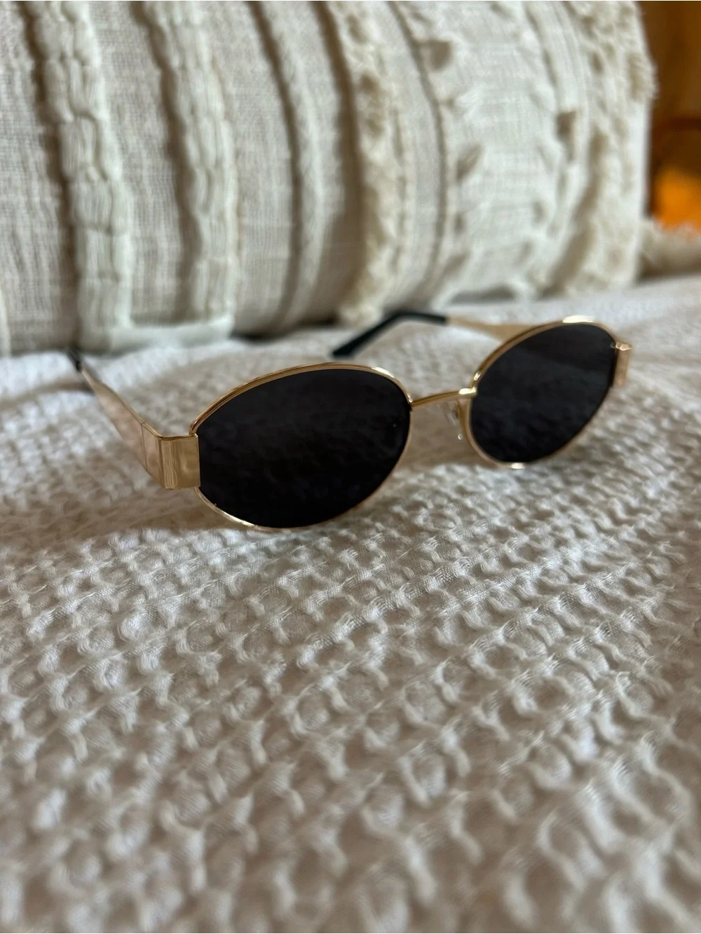SOJO’s - Gold Frame Sunglasses with Black Lenses — Women's Oval Shades